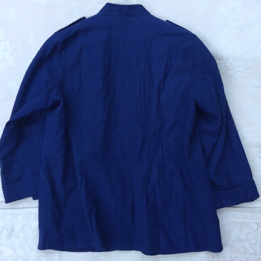 Coldwater Creek Navy Linen-Blend Blazer.18263 - Picture 3 of 3